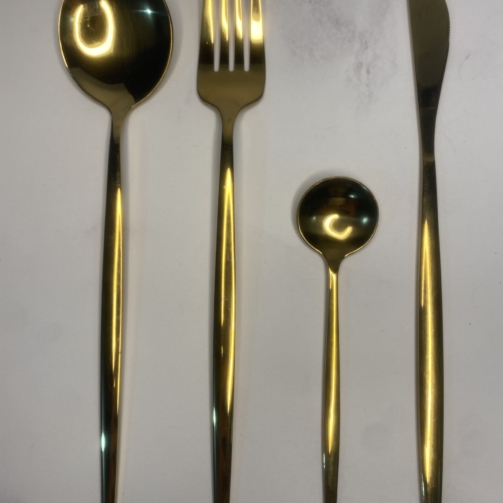 SET CUBIERTOS ACERO INOXIDABLE DORADOS GENOVA 4